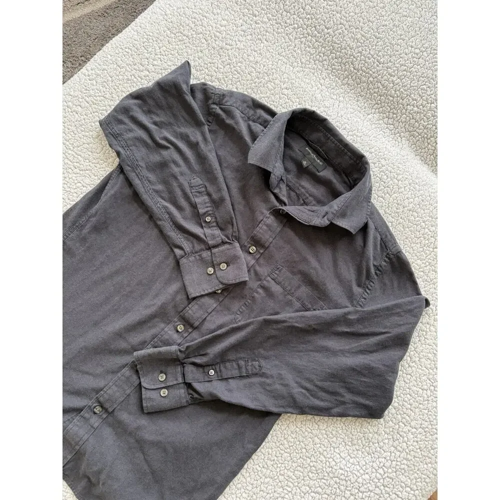 Banana Republic Corduroy Shirt Mens Medium Slim‎ Fit Gray Button Down Pocket EUC